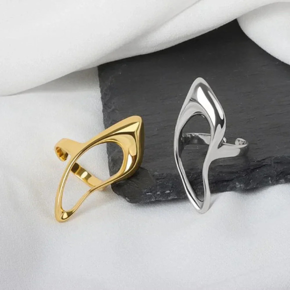 925 Sterling Silver Statement Ring Abstract Irregular Chunky Large Bold Ring - Picture 4 of 13